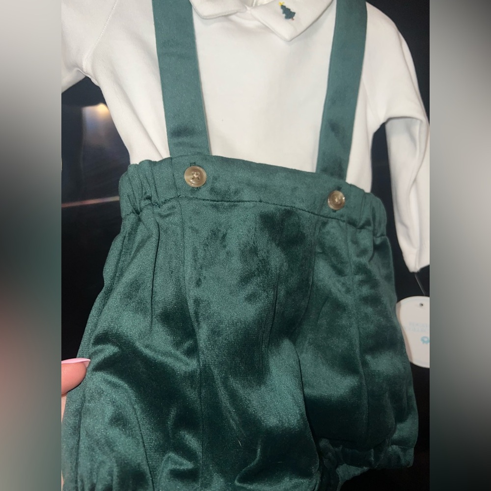 Edgehill Collection White and Green Kids Matching Set - Picture 3 of 4